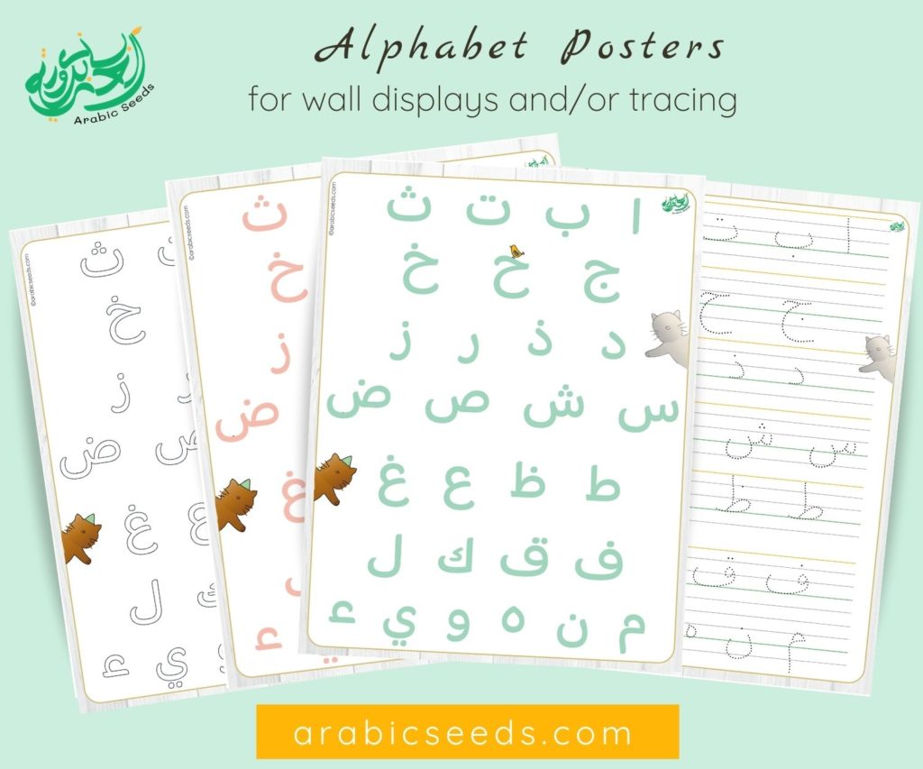 Arabic Alphabet Poster tracing wall display - Arabic Seeds printable