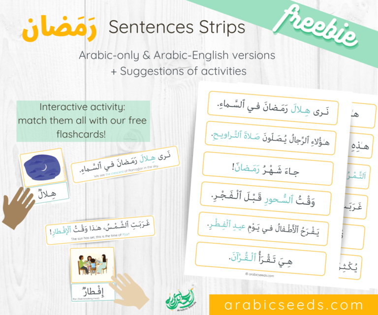 Free Arabic Ramadan themed Sentence Strips - Arabic Seeds printable freebies
